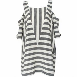Soft Surroundings Women's Sunset Park Stripe Linen Blend Tunic Top Size Large